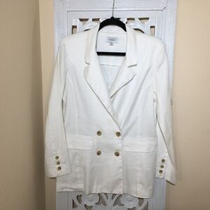 Evereve White XS Linen, Lyocell,spandex  Blazer with Gold Buttons